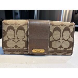 Coach Signature‎ Long Wallet Beige 241227E Snap VINTAGE